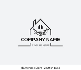 casa de ninho hipster vintage logotipo ícone ilustração,
ilustração de ninho com casa e folha. logotipo símbolo birdhouse Vetor