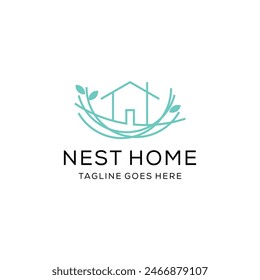 Icono del logotipo de la línea de la casa Nest Ilustración vectorial