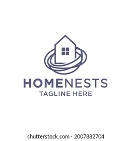 nest house logo. a building built on a bird's nest