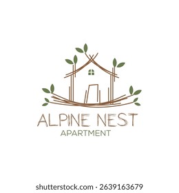 Nest house logo featuring a cozy nest with a house or roof icon, ideal for real estate, home care, or eco-living brands. Warm, inviting, and symbolizing comfort, safety, and nature.
