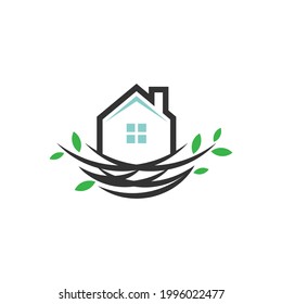 nest house logo. home icon. home nest sign. house building symbol. best for building home logo vector illustration