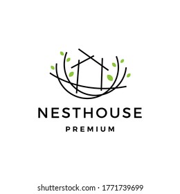 ilustración de icono del vector del logotipo de la casa de nido	