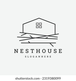 nest house logo vector icon illustration line style .