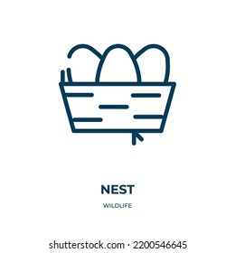 Nest icon. Linear vector illustration from wildlife collection. Outline nest icon vector. Thin line symbol for use on web and mobile apps, logo, print media.