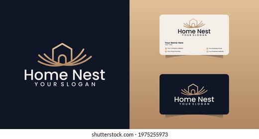 Nest Icon Real Estate Logo Vector and business card