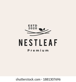 nest leaf hipster vintage logo vector icon illustration