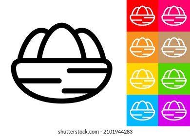 Nest. Line Icon With Different Color Background.