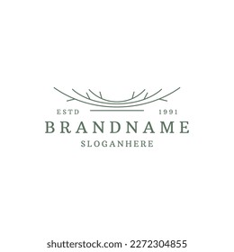 nest logo design for animal birds . line art icon template .