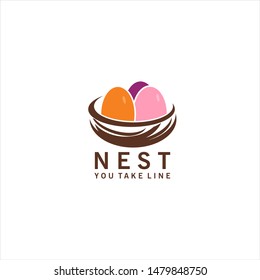 Nest Logo Design Vector for Icon - Vector