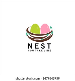 Nest Logo Design Vector for Icon - Vector