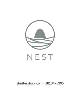 Design des Nest-Logos, Vektorvorlage.Nest mit Symbol für Ei