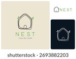 Nest logo. has a house shape with smooth, curved lines.