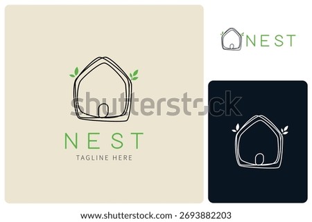 Nest logo. has a house shape with smooth, curved lines.
