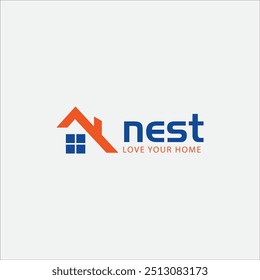 nest logo, house, home, building logo fully editable vector template
