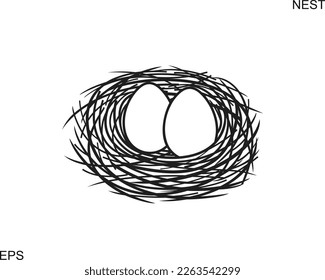 Nest logo. Isolated nest on white background. Egg