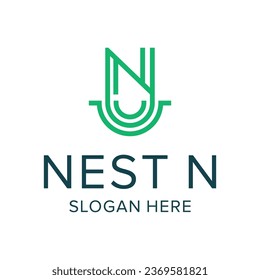 nest logo latter N creative line vector illustration	