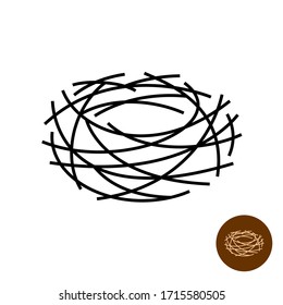 Nest logo. Thin lines empty bird's nest isolated symbol. Adjustable stroke width.