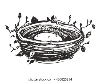 Nest sketch. Hand drawn vector illustration