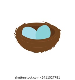 Nest with two blue eggs emoji vector symbol illustration