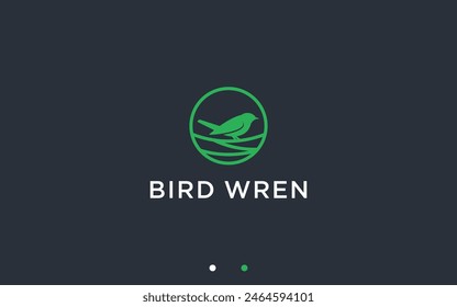 nest with wren logo design vector silhouette illustration