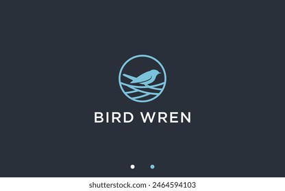 nest with wren logo design vector silhouette illustration