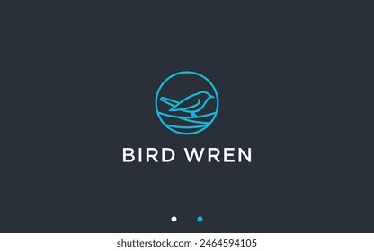 nest with wren logo design vector silhouette illustration