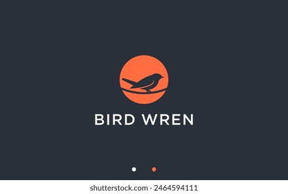 nest with wren logo design vector silhouette illustration