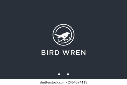 nest with wren logo design vector silhouette illustration