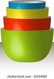 Nested Colorful Mixing Bowls Vector