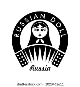 Nested doll. Russian national doll with accordion.