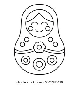 Nested Doll. Vector Outline Icon, Hand Drawn Doodle Illustration On White Background.