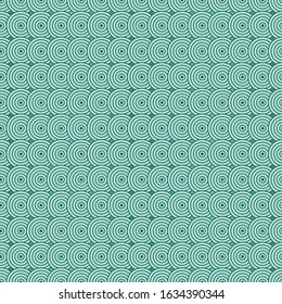 Nested green circles geometric seamless pattern vector background. A decorative illustration for fabric, cloth, etc. Eps 10 file format with printable cmyk colors.
