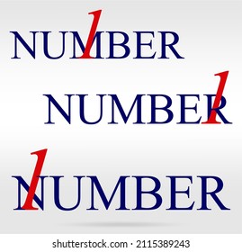 Nested numbers and words series: One; numeral and word logo for number. One letter with one figure logo design. Number and name typography.  Text logo studies for all numbers.