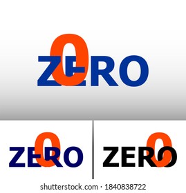 Nested numbers and words series: Zero; numeral and word logo for zero number. Zero letter with zero figure logo design. Number and name typography.  Text logo studies for all numbers.