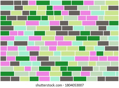 Nested, random sized colorful rectangles with different sized borders, brick wall-like vector background for web, banner, presentations,wrapping paper etc.