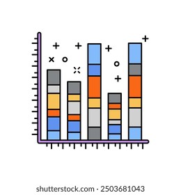 Icono de color de relleno de barra apilada anidada, Ilustración vectorial