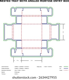 Nested Tray Angled Mortise Entry Box Packaging Design Template