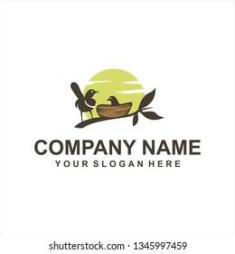 nesting birds logo vector