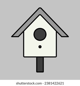 Nesting box or birds house vector isolated grayscale icon. Graph symbol for pet and veterinary web site and apps design, logo, app, UI