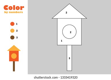 Nesting box in cartoon style, color by number, education paper game for the development of children, coloring page, kids preschool activity, printable worksheet, vector illustration