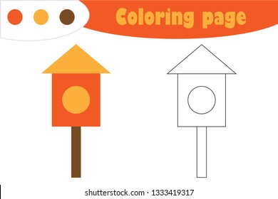 Nesting box in cartoon style, coloring page, spring education paper game for the development of children, kids preschool activity, printable worksheet, vector illustration