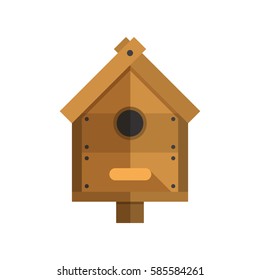 Nesting box vector illustration. Wooden bird house icon.