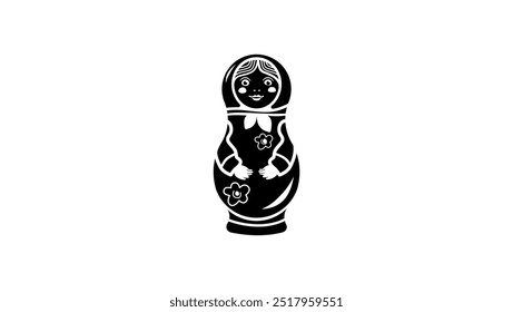 Nesting doll, black isolated silhouette