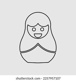 Icono vectorial plano de la muñeca anidante Matryoshka. Signo de estilo glifo. un estilo de moda con fondo blanco.