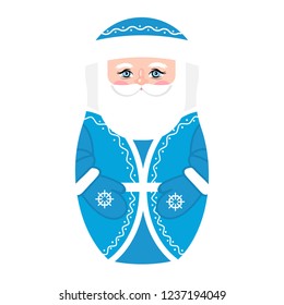 nesting doll santa claus in blue clothes and blue hat, vector drawing