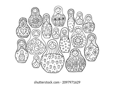 Nesting dolls collection, Matryoshka. Sketch for your design