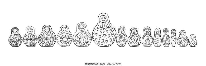 Nesting dolls collection, Matryoshka. Sketch for your design