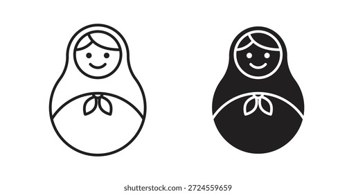 Icono de muñecas anidadas en estilo doodle y stroke.