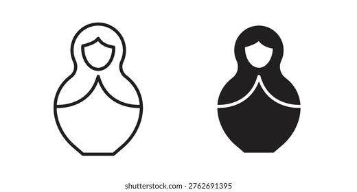 Nesting dolls icon set. outlined and solid flat clipart versions.