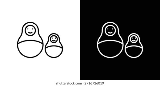 Iconos de muñecas de anidamiento Vector blanco y negro, conjunto de iconos de línea.